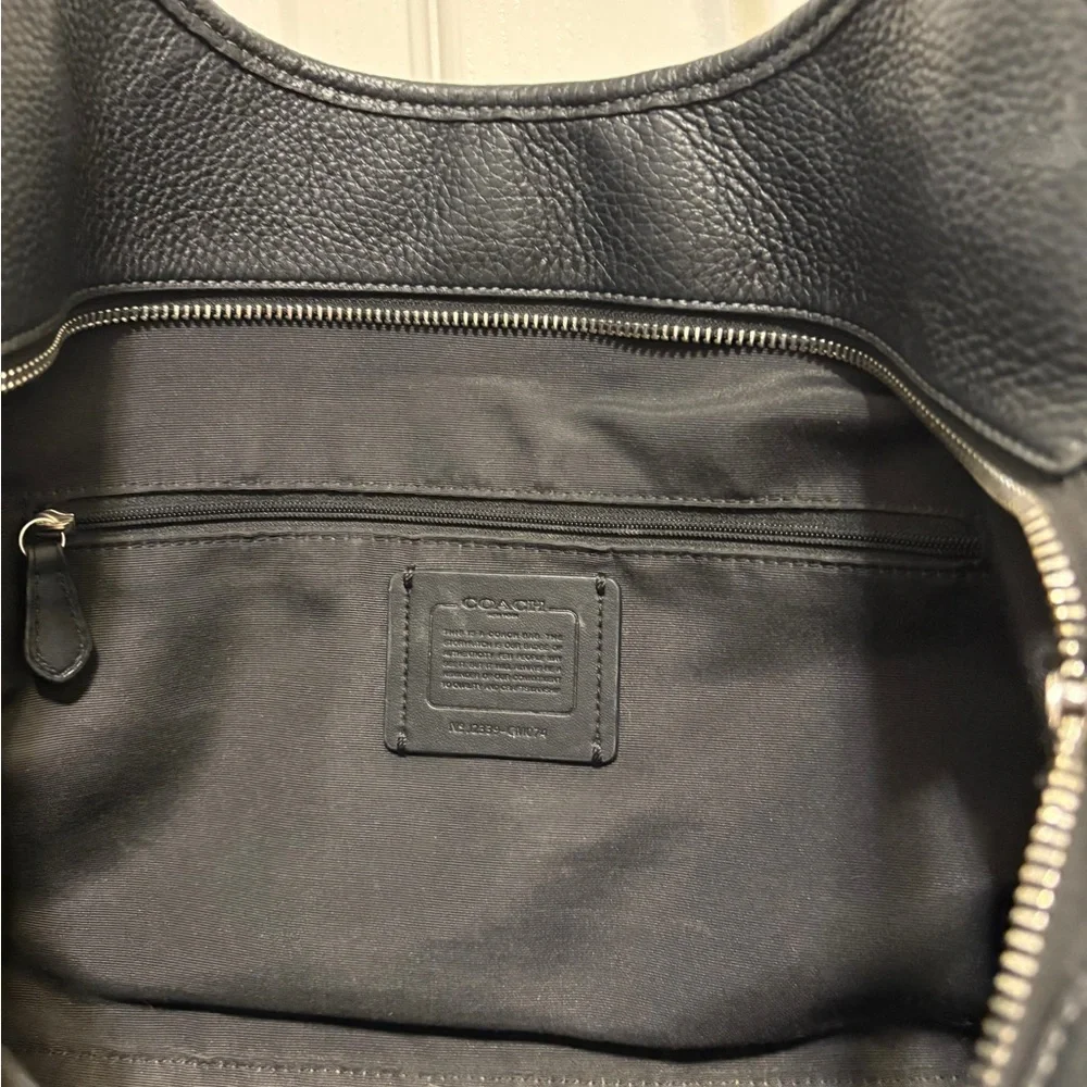 Coach Black Pebbled Leather Shoulder Bag with Silver Hardware - Picture 5 of 7